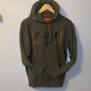 Fox Men's Dark Green Hoodie with Orange Accents